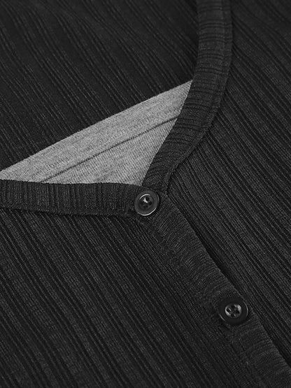 Black 2000s Fake Two Piece Long Sleeve Knits