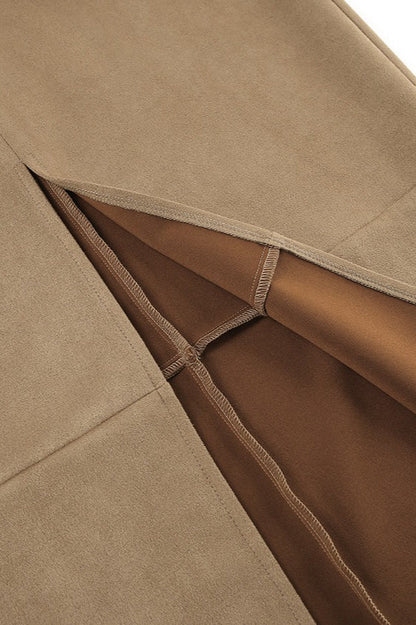 Vintage High-Waist Suede Maxi Skirt