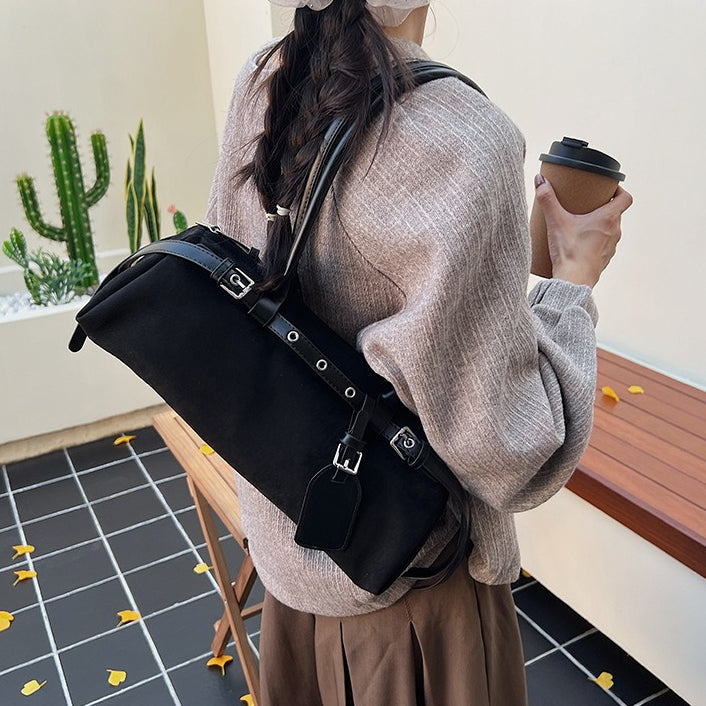 Stylish Long Lock Solid Color Elegant Shape Underarm Bag