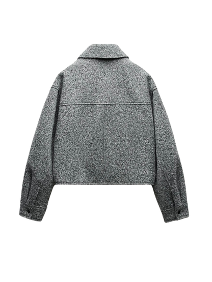Casual Style Bouclé Grey Jacket