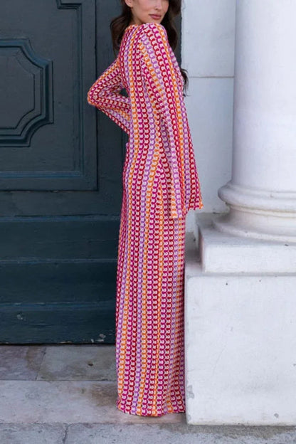 LACE HOLLOWED-OUT V-NECK DRESS