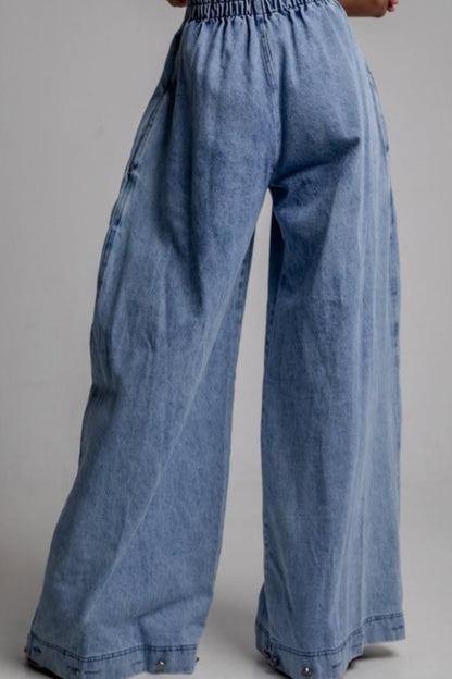 High Waist Zipper Cuff Relaxed Vintage Jeans