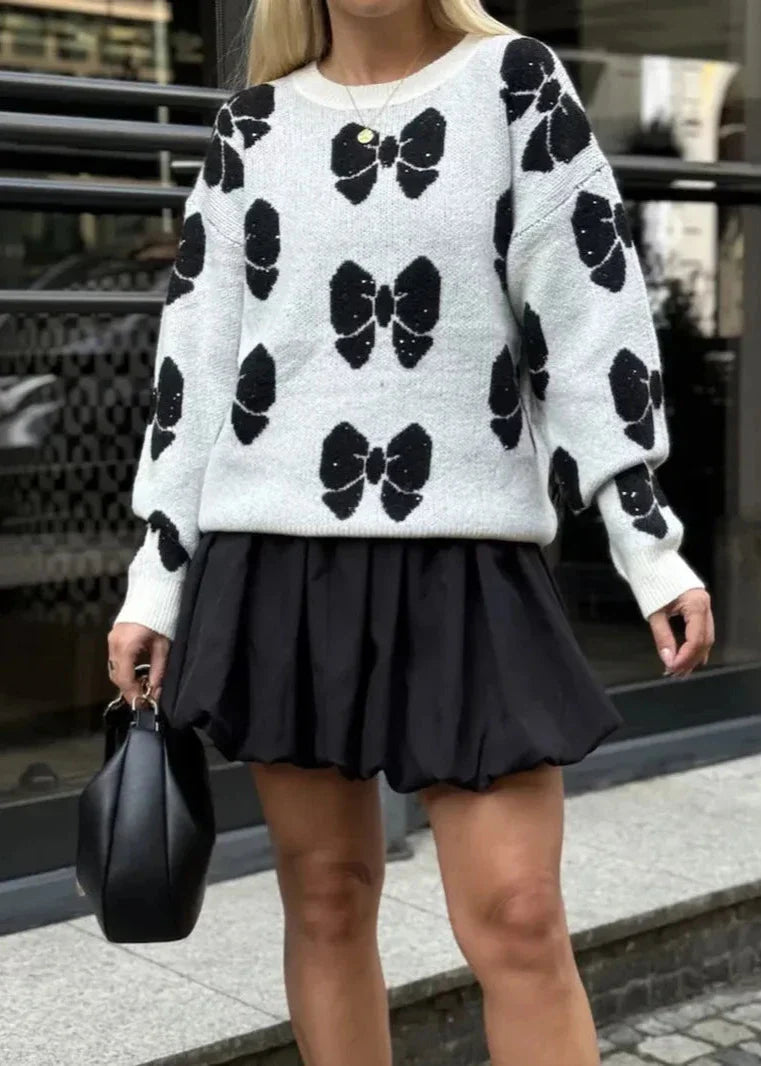 Butterfly Print Knit Pullover - Cozy Casual Sweater for Women