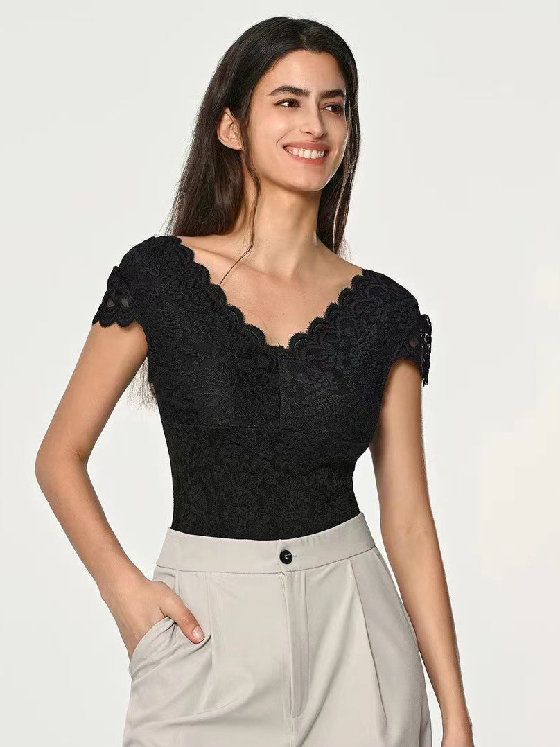 Bodysuit White Lace Tops For Women