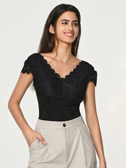 Bodysuit White Lace Tops For Women