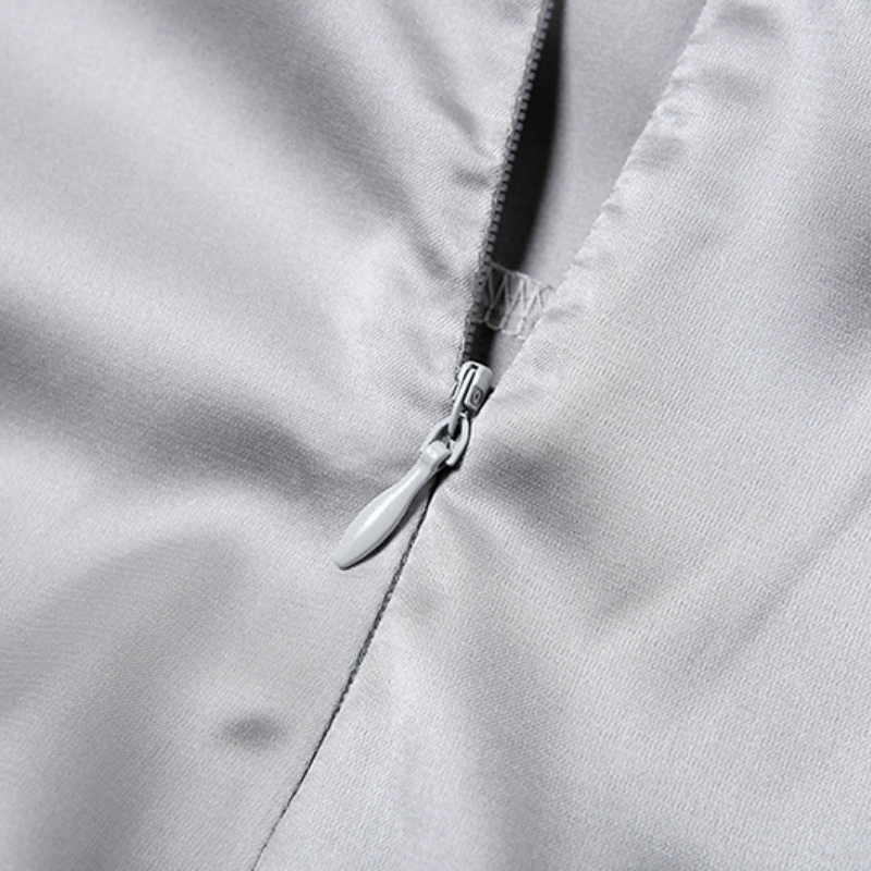 Zip-up u neck ruffle slit cami maxi dress