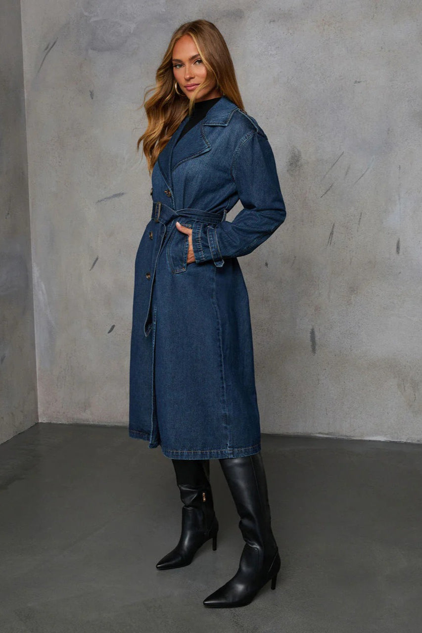 Casual Oversized Denim Trench Overcoat