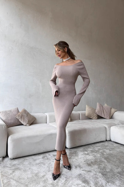 Ruched Knot Slim Fit Maxi Dress