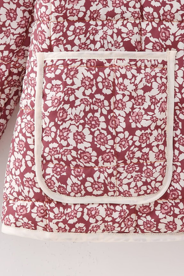 Floral Print Thin Pocket Cardigan Jacket