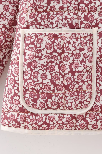 Floral Print Thin Pocket Cardigan Jacket