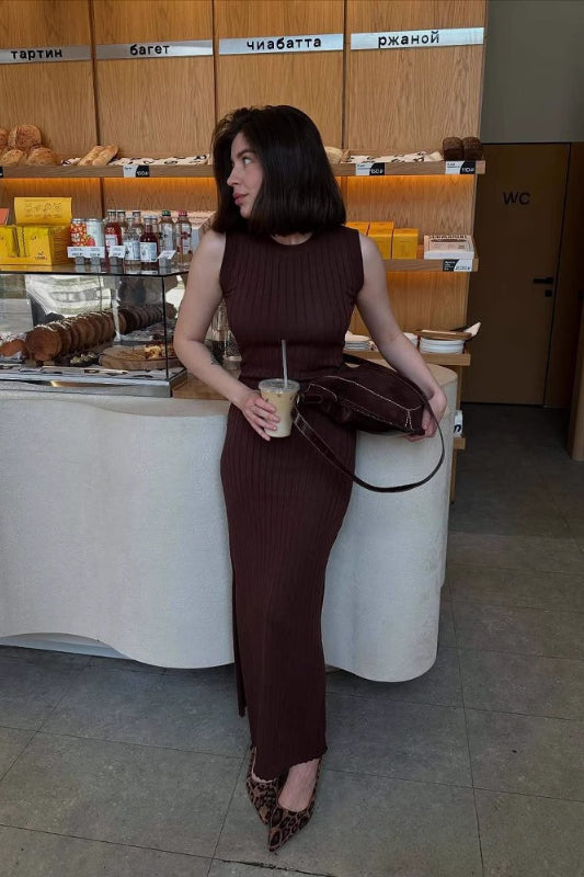 Solid Tank Split Maxi Dress