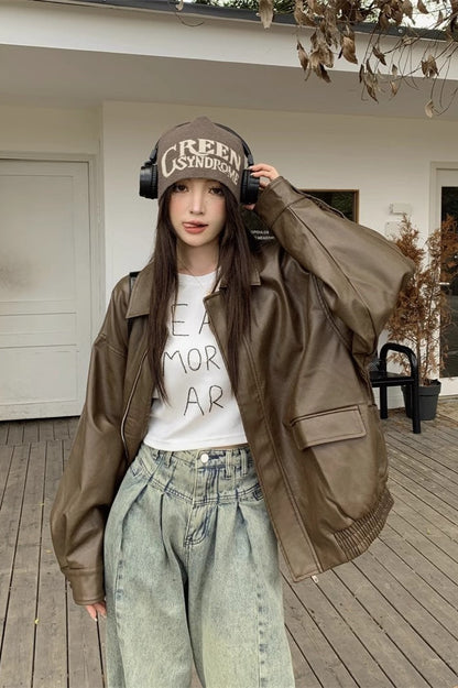 Short Length Oversized Moto Jacket