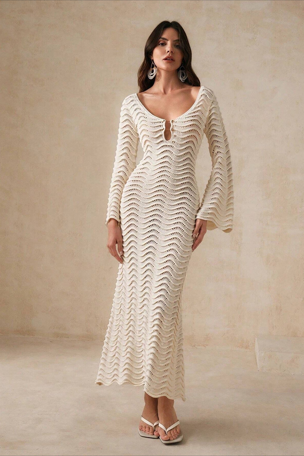 Sexy Solid Knit Beach Boho Dress