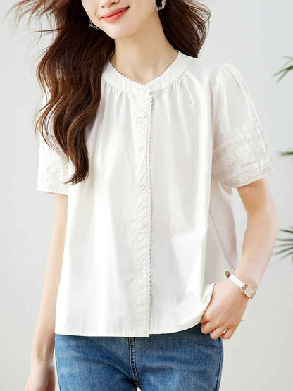 Camila Chic Crew Neck Puff Sleeve Shirt
