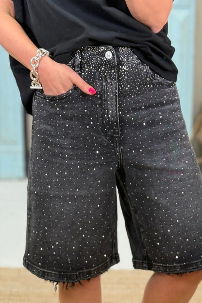 Bermuda Rhinestone Short Jeans