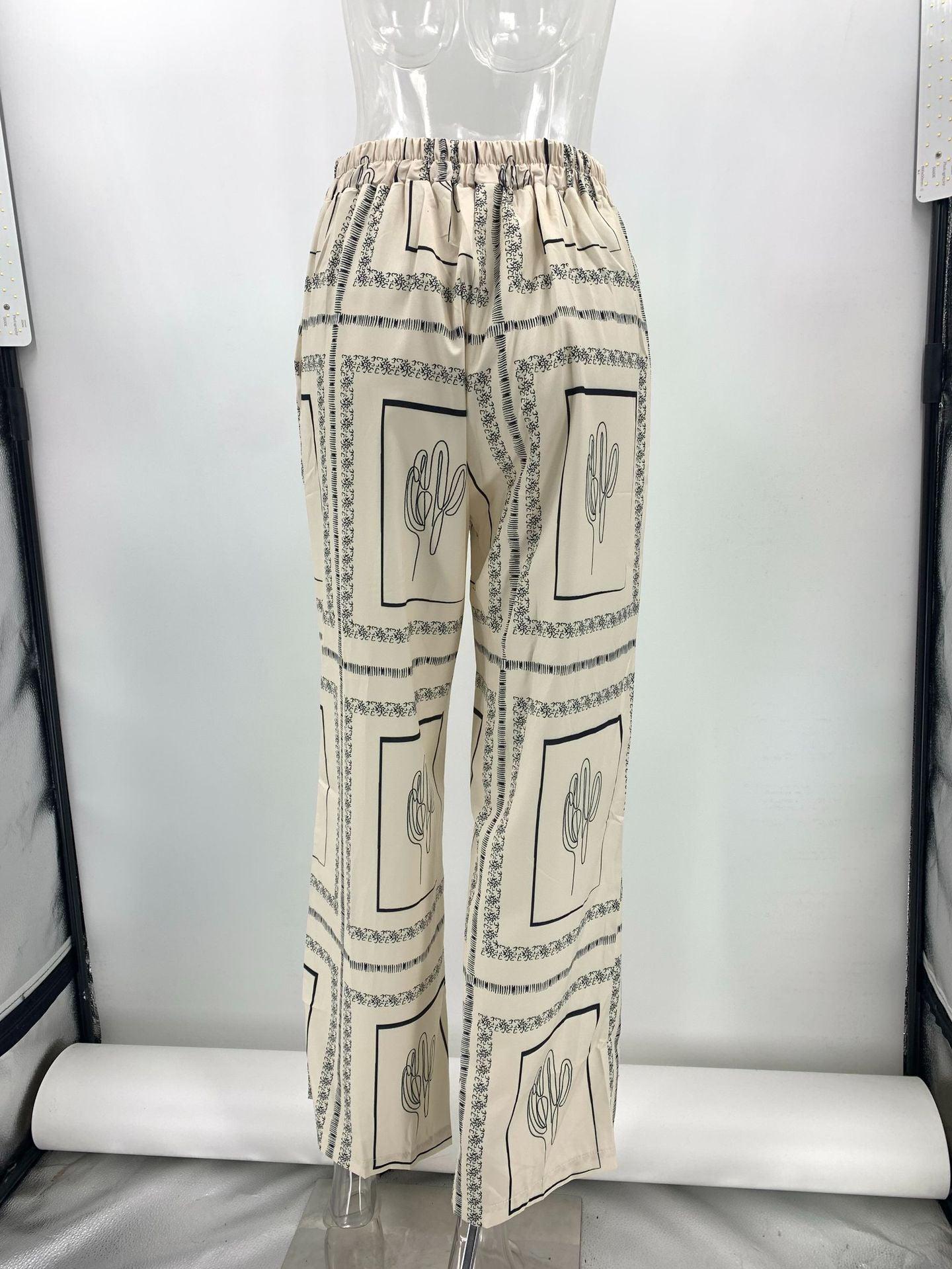 Abstract Print Full Sleeves Shirt & Pants Coord Set