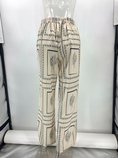 Abstract Print Full Sleeves Shirt & Pants Coord Set