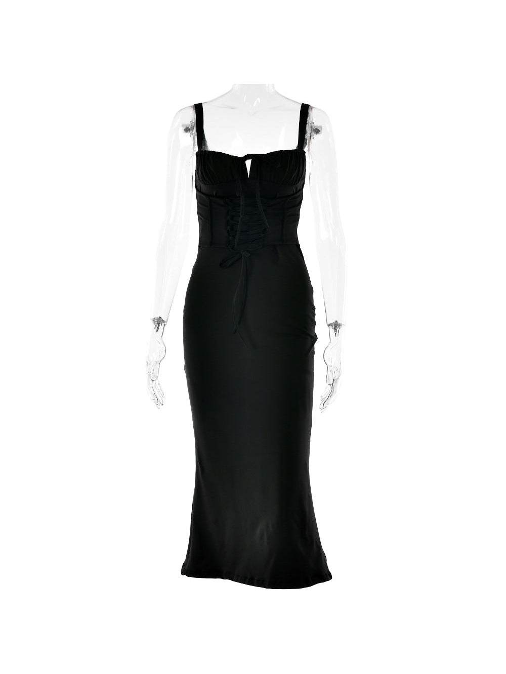 Lace Up Spaghetti Strap Fishtail Cami Dress