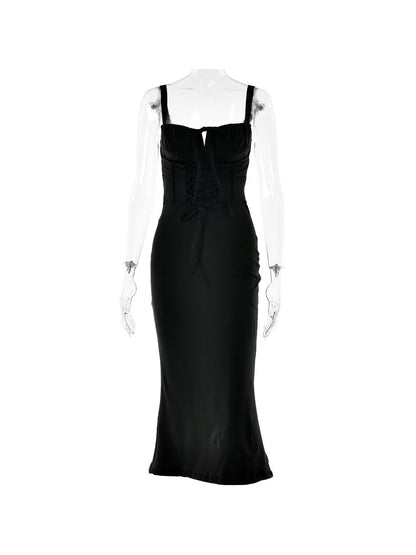 Lace Up Spaghetti Strap Fishtail Cami Dress