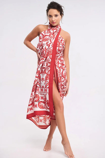 Ethnic Print One-Piece Swimsuit Set