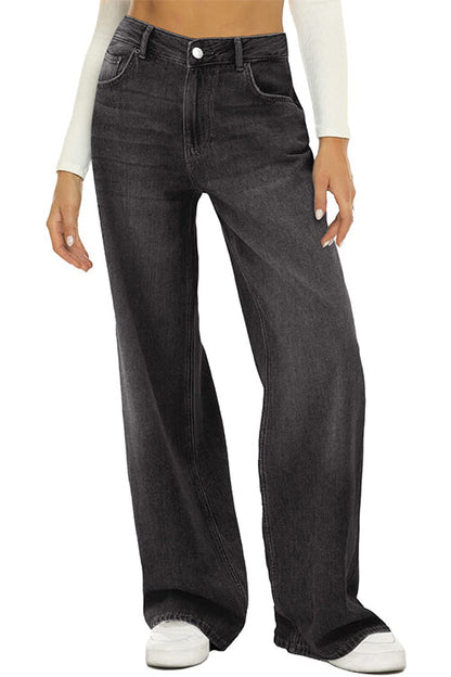 Casual Wide Leg Distressed Denim Pants