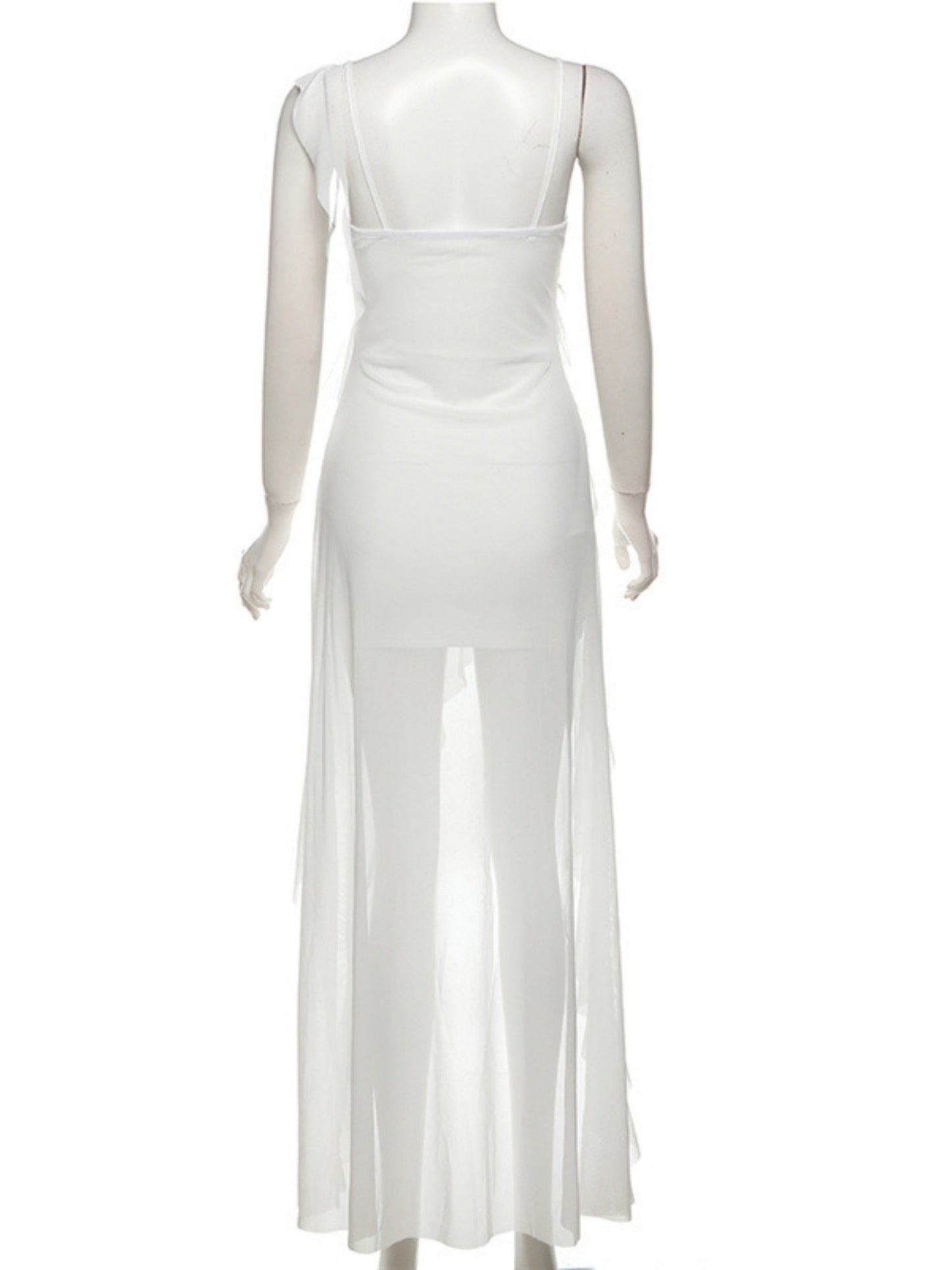 Ruffle Irregular Spaghetti Strap Backless Mini&Short Dresses