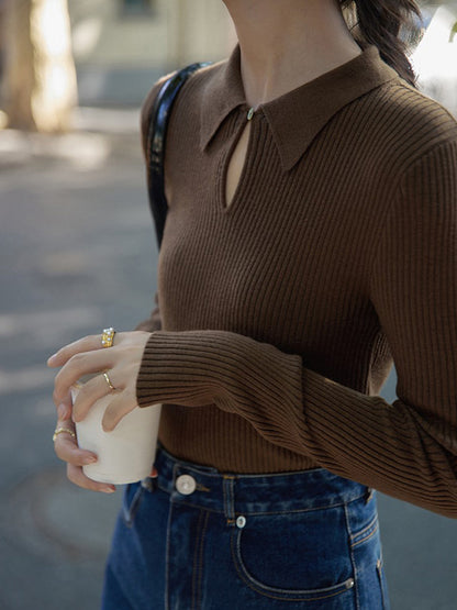 Ashley Retro Style Polo Neck Knitwear