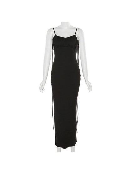 Spaghetti Strap Backless Pleated Dress