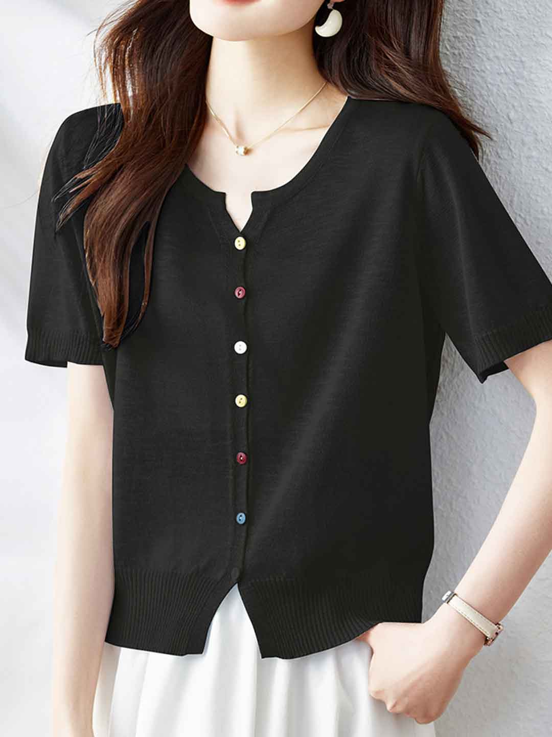 Gianna Chic Solid Color Knitted Cardigan