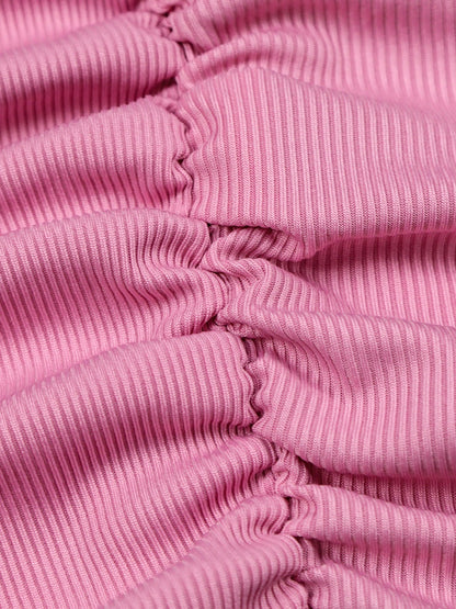 Ribbed Cross Strap Hollow-Out Short Dress