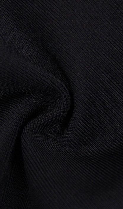 Stretch Long Sleeves Feather Mini Dress in Black