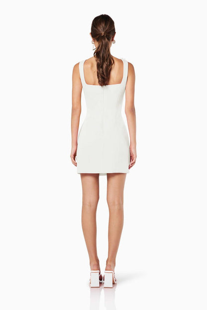 Solid Color 3D Floral Strap Mini Dress
