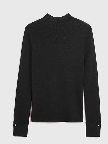 Sophia Classic Turtleneck Solid Color Knitted Sweater-Green