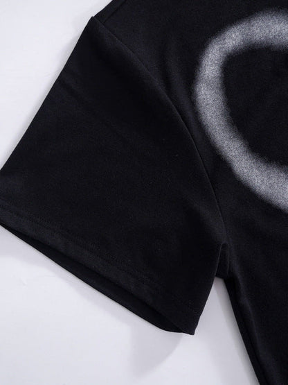 Short Sleeve Printing Long Loose T Shirt