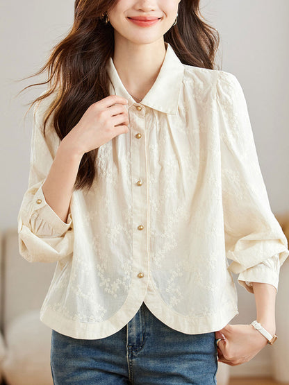 Ariana Retro Lapel Floral Embroidered Shirt