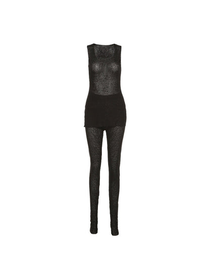 See Through Sleeveless Top & Pants Coord Set