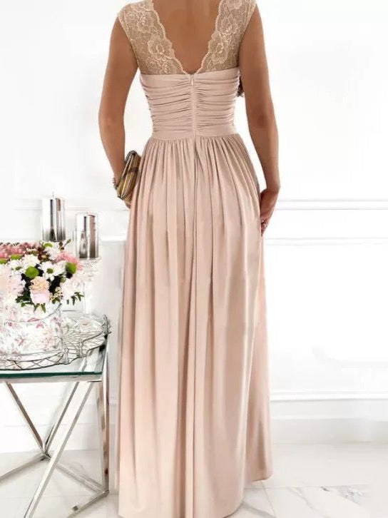 Party Dresses Apricot Sweetheart Neck Sleeveless Layered Prom Maxi Dress