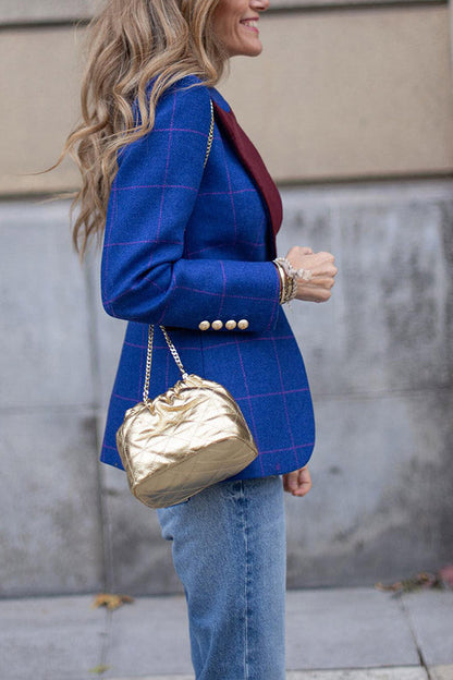 Stylish contrasting lapel blazer