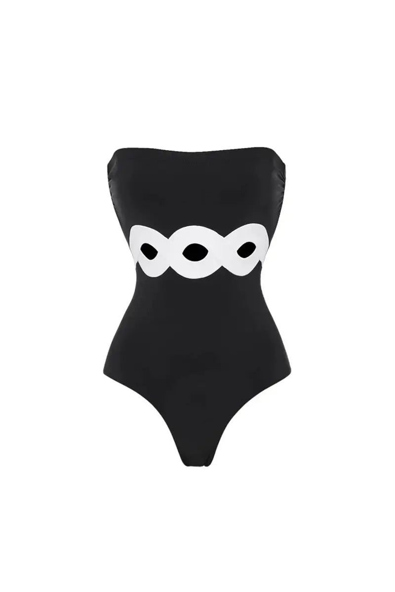 Colorblock One Piece Swimsuit Set