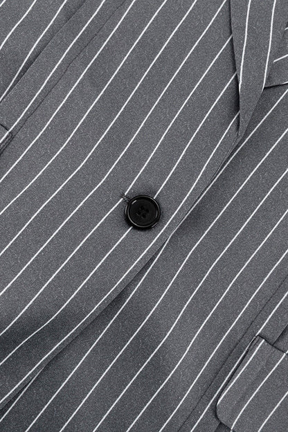 High End Trendy Striped Blazer Style Coat