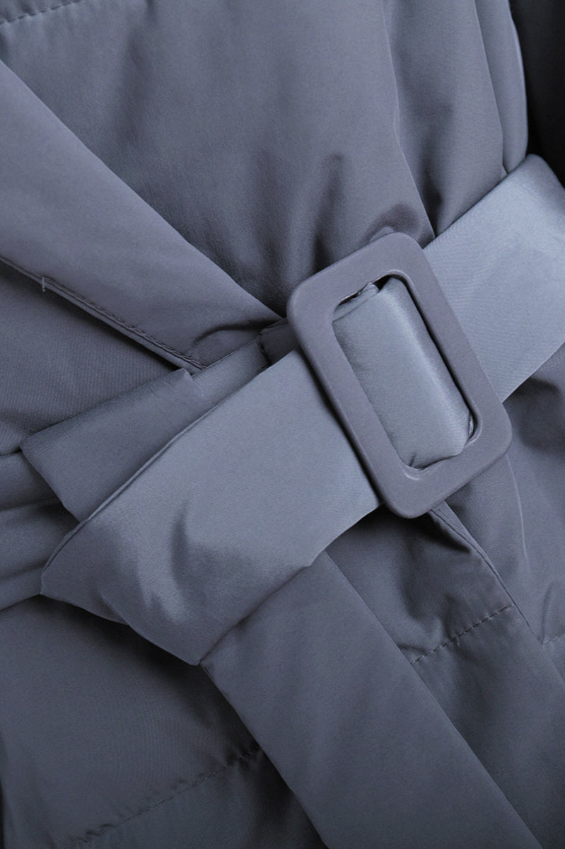 Slim Fit Lapel Belted Winter Coat