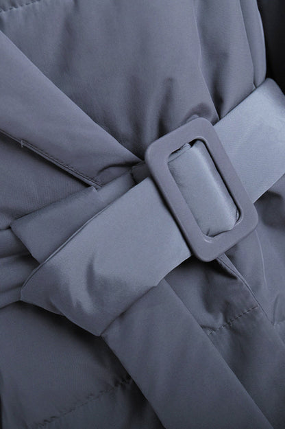 Slim Fit Lapel Belted Winter Coat