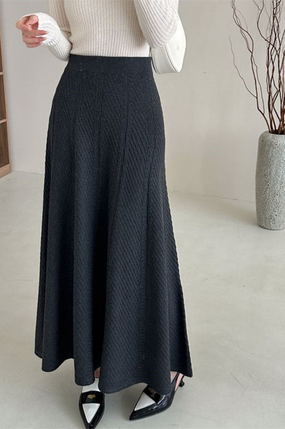 Vintage Textured-Knit High-Waist Maxi Skirt