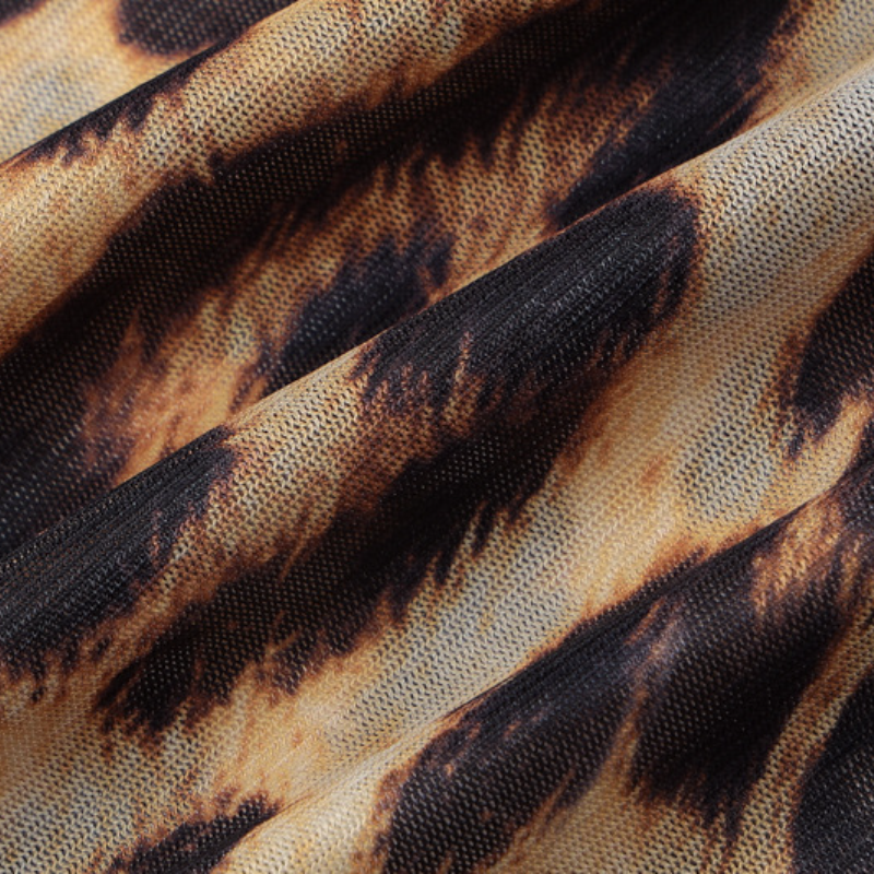 Leopard print chiffon see through maxi skirt