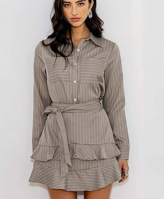 Green Print Lapel Lace-Up Trousers Office Two Piece Set