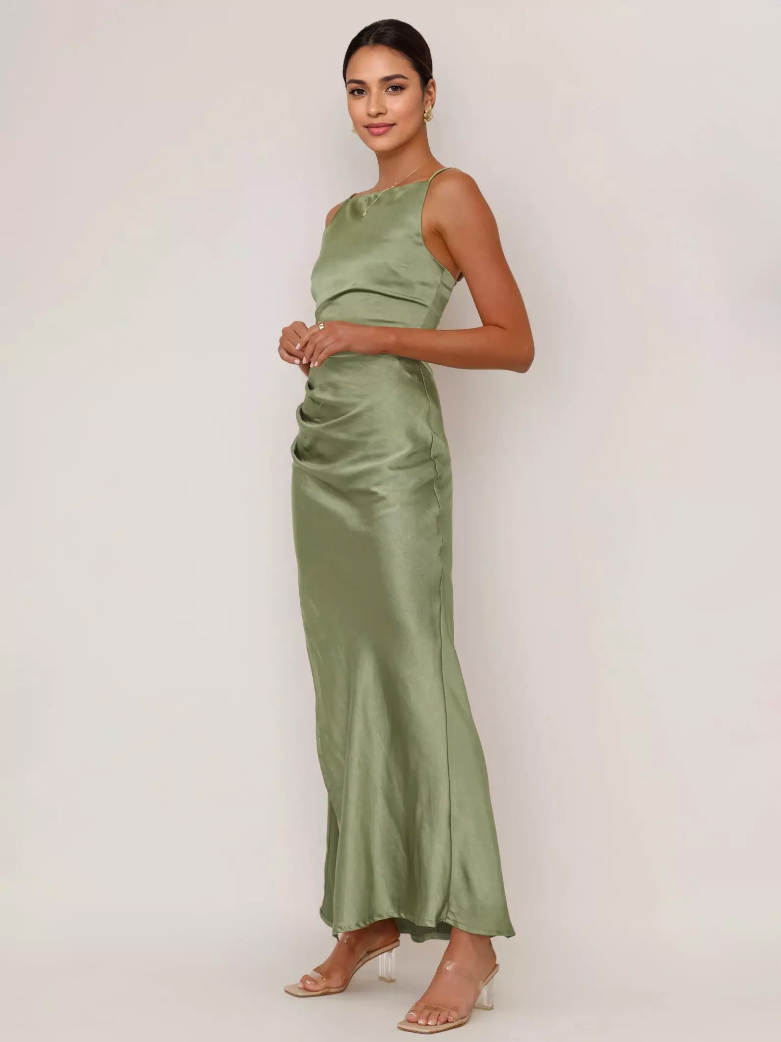 Soft Pink Maxi Slit Dress Open Back Party Slip Dress For Women 2026