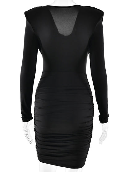 Modern Ruched Mini Dress With Deep V Neck For Women 2026