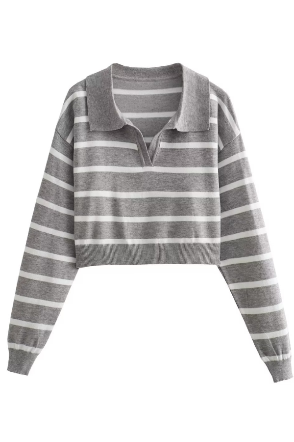 Striped Slim-fit Cropped Sweater