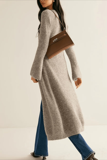 French Retro Elegant Long-Sleeve Mid-Length Knit Cardigan