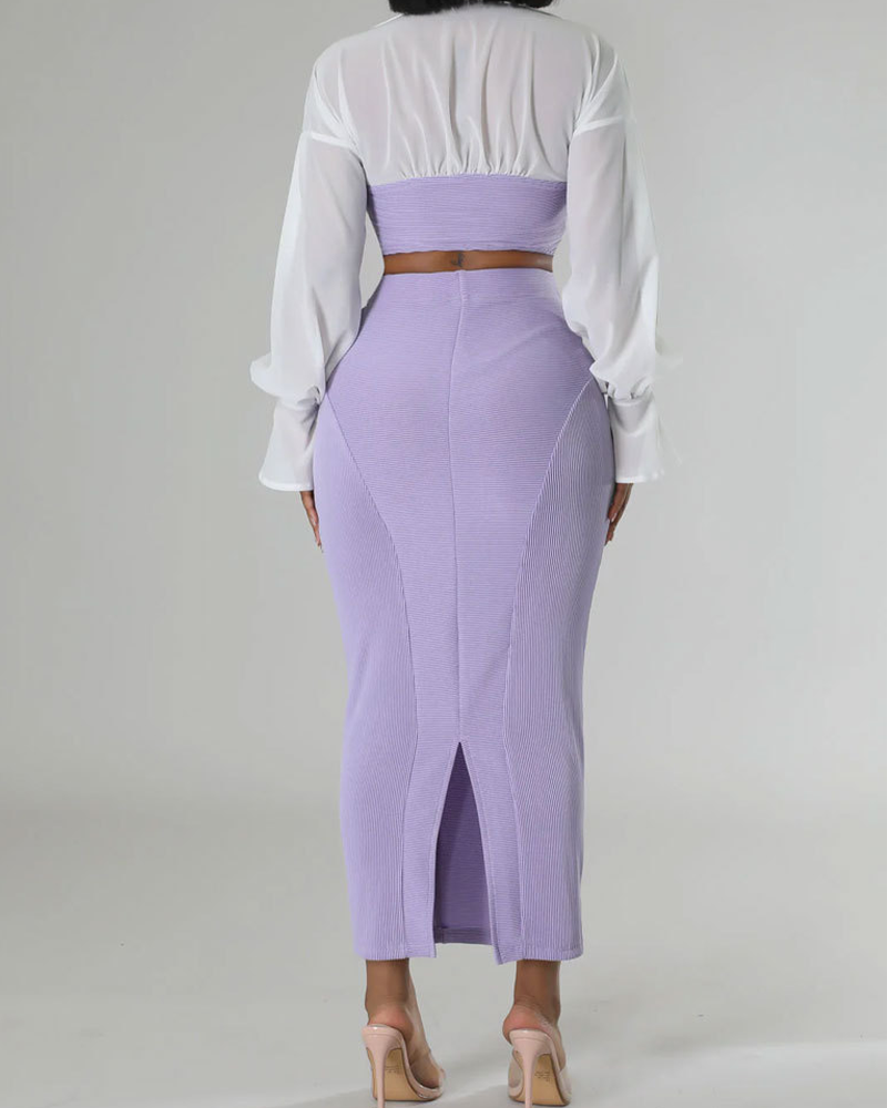 Slim High Waist Skirt Suit